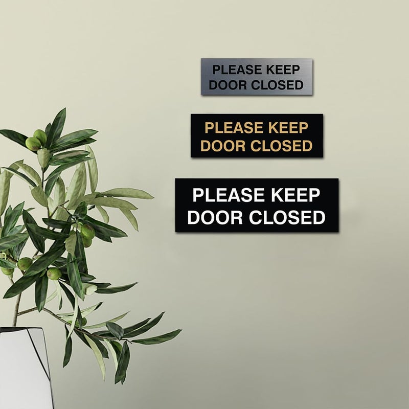 All Quality Basic Please Keep Door Closed Wall or Door Sign - Double-Sided Adhesive Foam Tape | Durable Material | Ensure Safety and Privacy (Black) - Large (1 Pack) - Image 3
